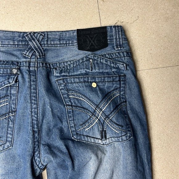 Xtreme Couture Jeans Mens 36 X 32 Design Pocket Dark Denim Blue Button - Picture 5 of 7